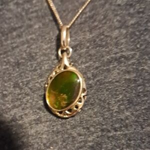 925 Silver KORITE AMMOLITE Oval Pendant Necklace - Classic Women's Jewelry